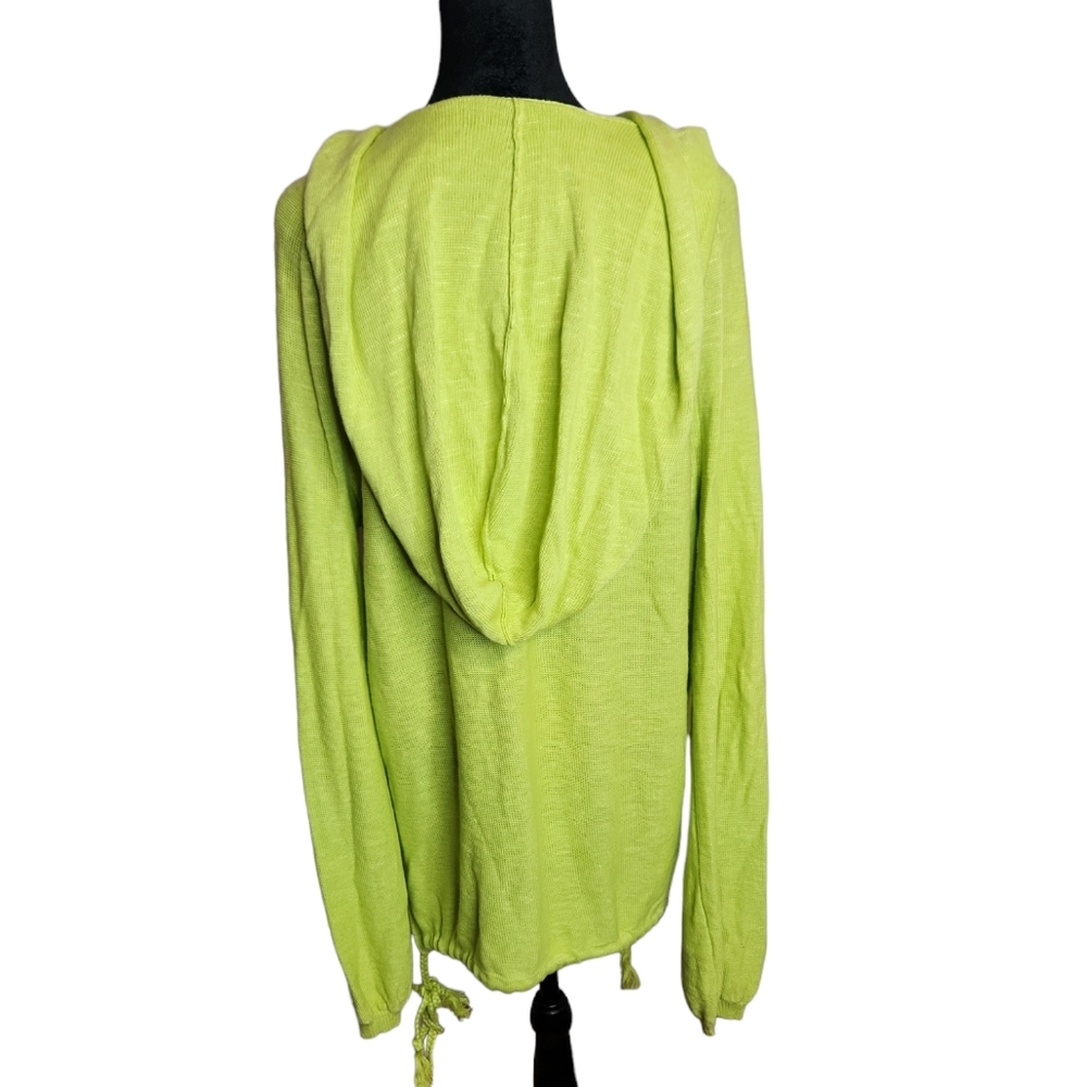 FREE PEOPLE Optimistic Tie Hem Oversized hooded Lined Blend V-Neck,Green, size S - Picture 3 of 10